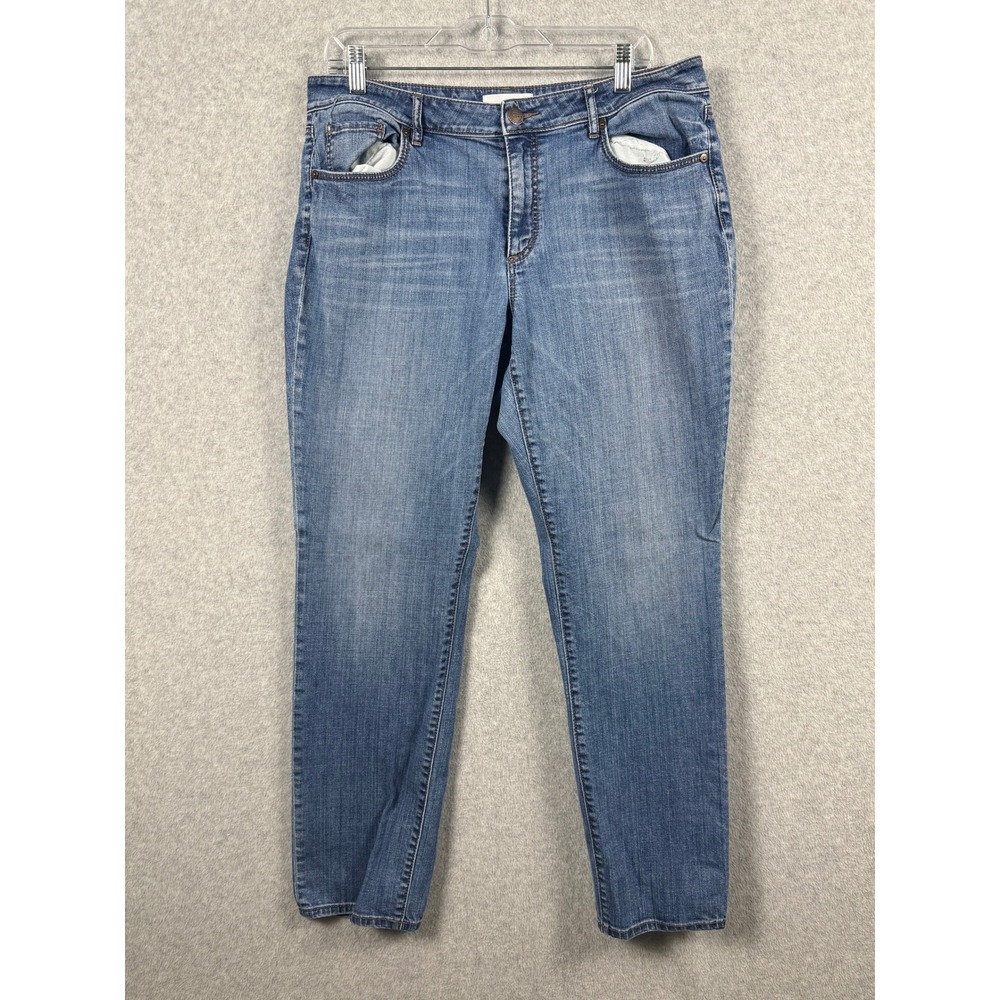 LOFT Curvy Straight Jeans Womens 31/12 Blue Denim Medium Wash Pants